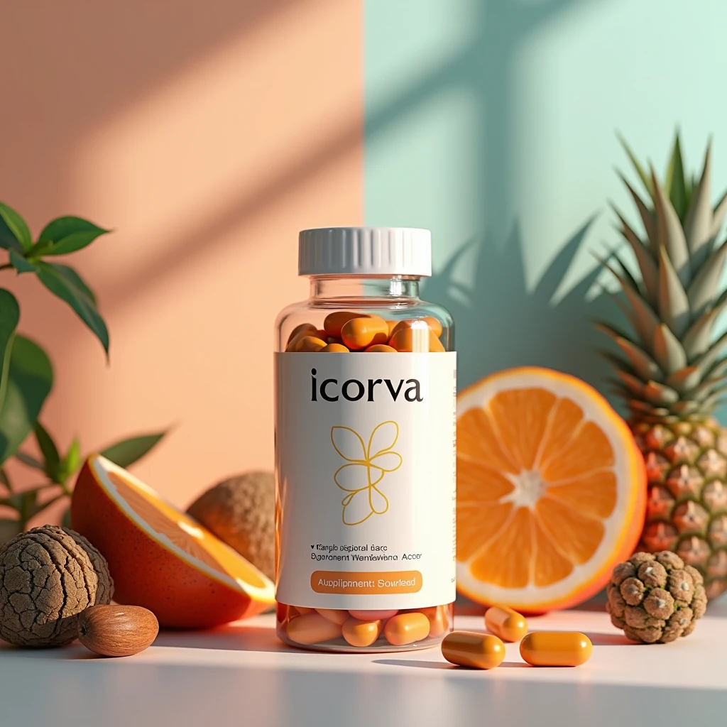 Icorva supplement bottle product render